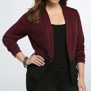 Torrid Womens Blazer Color Block Shawl Collar Blazer Black White